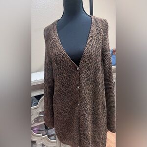 Joan Vass Brown Knit Cardigan
